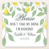 Moderne Lemon Boho Sommerhochzeit Rechteckiger Pappuntersetzer (Vorderseite)