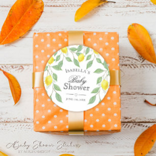 Moderne Lemon Boho Summer Baby Dusche Runder Aufkleber