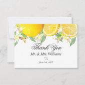 Moderne Lemon Boho Summer Wedding Dankeskarte (Vorderseite)