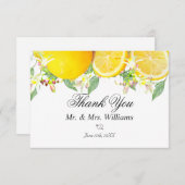 Moderne Lemon Boho Summer Wedding Dankeskarte (Vorne/Hinten)