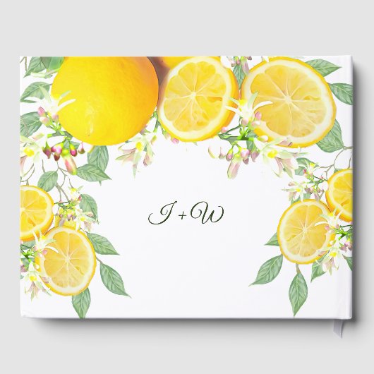 Moderne Lemon Boho Summer Wedding Gästebuch (Rückseite)