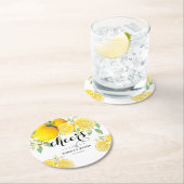 Moderne Lemon Boho Summer Wedding Runder Pappuntersetzer (Vor Ort)