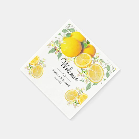 Moderne Lemon Boho Summer Wedding Serviette (Ecke)
