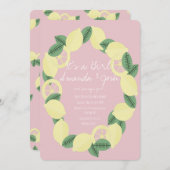 Moderne Lemon Citrus Bunch Wreath Girls Babydusche Einladung (Vorne/Hinten)