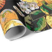 Moderne Lemon Citrus Floral Butterfly Muster Geschenkpapier (Rolleneckpunkt)