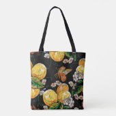 Moderne Lemon Citrus Floral Butterfly Muster Tasche (Rückseite)