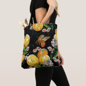 Moderne Lemon Citrus Floral Butterfly Muster Tasche (Von Nahem)