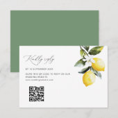 Moderne Lemon Floral Wedding QR Code RSVP Karte (Vorne/Hinten)