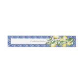 Moderne Lemon Foliage Blue Mediterrane Hochzeit Einladungsbanderole (Flach)