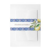 Moderne Lemon Foliage Blue Mediterrane Hochzeit Einladungsbanderole (Vorderseite Beispiel)