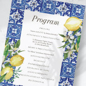 Moderne Lemon Foliage Blue Mediterrane Hochzeit Programm