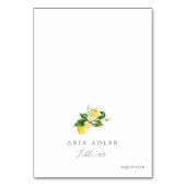 Moderne Lemon Garden Menü Option Platzkarten Tischnummer (Vorderseite)