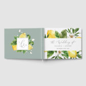 Moderne Lemon Garden Monogram Back Wedding Gästebuch (Voll)