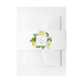 Moderne Lemon Garden Monogram Wedding Einladungsbanderole