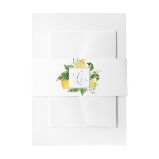 Moderne Lemon Garden Monogram Wedding Einladungsbanderole (Vorderseite Beispiel)