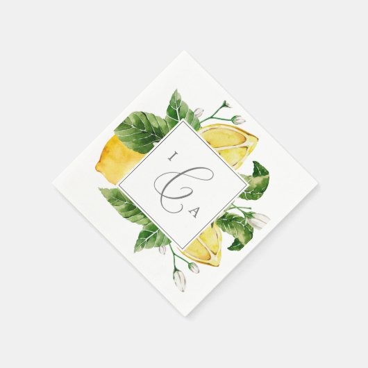 Moderne Lemon Garden Monogram Wedding Serviette (Ecke)