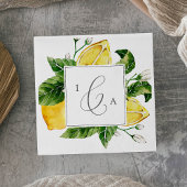 Moderne Lemon Garden Monogram Wedding Serviette