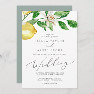 Moderne Lemon Garden Wedding Einladung