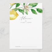 Moderne Lemon Garden Wedding Hinweiskarte (Vorderseite)