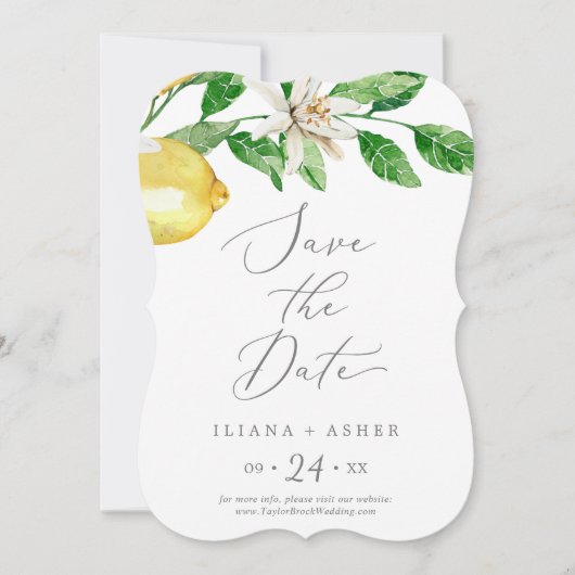 Moderne Lemon Garden Wedding Save The Date (Vorderseite)