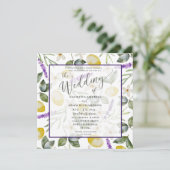 Moderne Lemon & Lavender Foliage Einladung (Stehend Vorderseite)