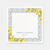 Moderne Lemon Mediterrane Hochzeit Serviette (Vorderseite)