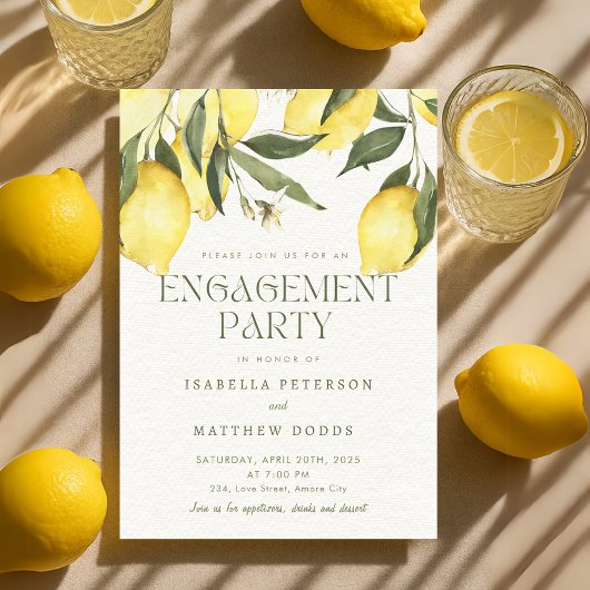 Moderne Lemon Mediterranean Engagement Party Einladung