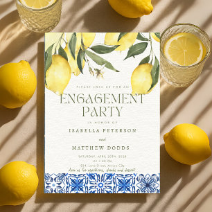 Moderne Lemon Mediterranean Engagement Party Einladung