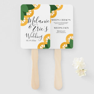 Moderne Lemon-Scheiben und Blätter Hochzeitsprogra Fächer