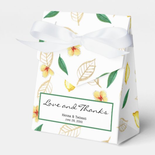 Moderne Lemon Script-Liebe und Dank Hochzeit Geschenkschachtel (Vorderseite)