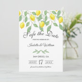 Moderne Lemon Summer Save the Date Hochzeit (Stehend Vorderseite)