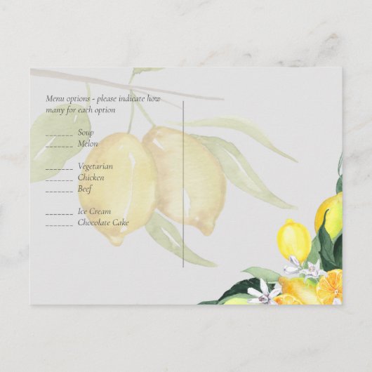 Moderne Lemon Tree UAWG Wedding Postkarte (Rückseite)