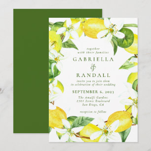 Moderne Lemon Watercolor Einladung zur Hochzeit