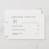 Moderne Lemons Blue & Yellow Wedding RSVP Karte (Rückseite)