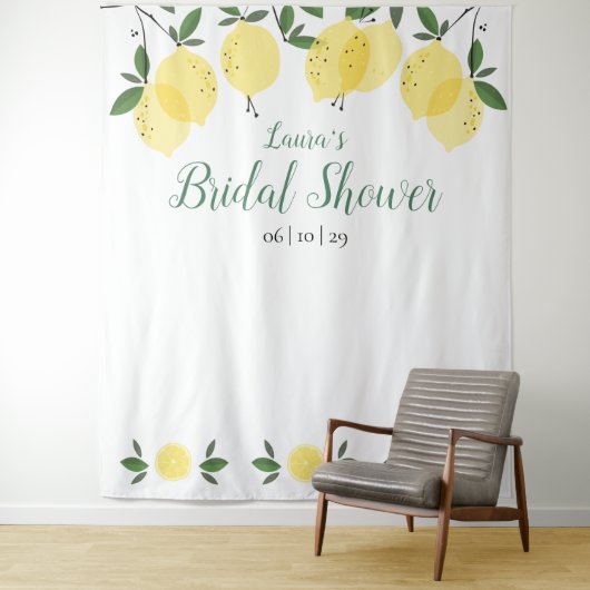 Moderne Lemons Brautparty Foto Stand Hintergrund Wandteppich (Beispiel)