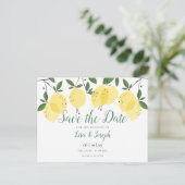 Moderne Lemons Elegant Save the Date Postkarte (Stehend Vorderseite)
