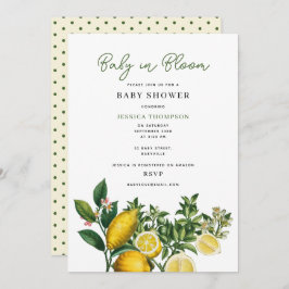 Moderne Lemons Gelbes Baby in Bloom Baby Dusche Einladung