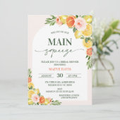 Moderne Lemons Orangen Hauptpresse Brautparty Einladung (Stehend Vorderseite)