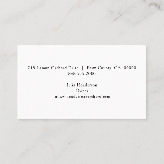 Moderne Lemons Visitenkarte (Rückseite)