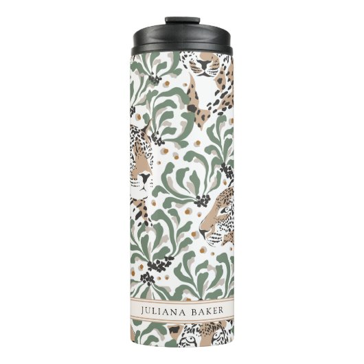 Moderne Leopard-Foliage Personalisierte thermische Thermosbecher (Vorderseite)