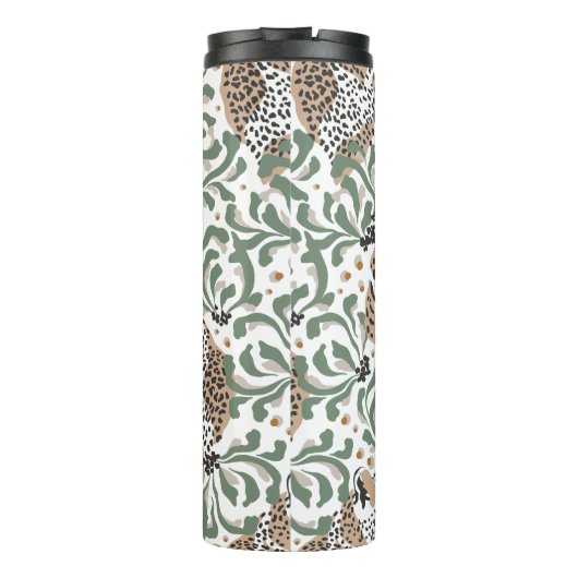 Moderne Leopard-Foliage Personalisierte thermische Thermosbecher (Rückseite)