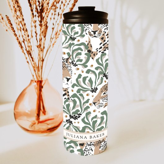 Moderne Leopard-Foliage Personalisierte thermische Thermosbecher