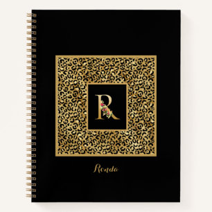 Moderne Leopard Gold Persönliches Monogramm Buchst Notizblock