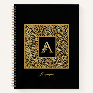 Moderne Leopard Gold Persönliches Monogramm Buchst Notizblock