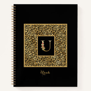 Moderne Leopard Gold Persönliches Monogramm Buchst Notizblock