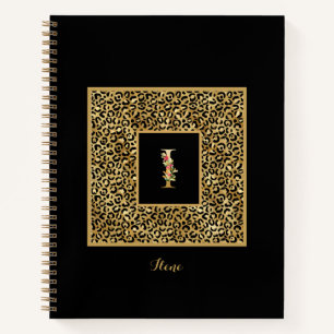 Moderne Leopard Gold Persönliches Monogramm Buchst Notizblock