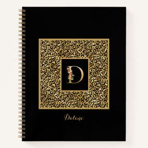 Moderne Leopard Gold Persönliches Monogramm Buchst Notizblock