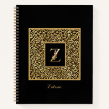 Moderne Leopard Gold Persönliches Monogramm Buchst