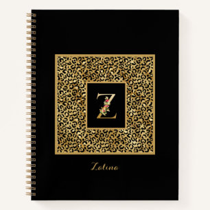 Moderne Leopard Gold Persönliches Monogramm Buchst Notizblock