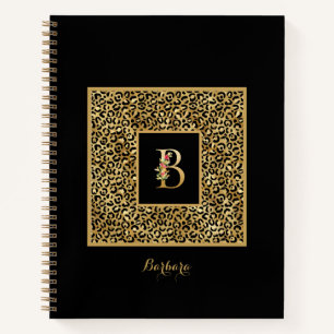 Moderne Leopard Gold Persönliches Monogramm Buchst Notizblock